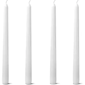 4 Pack 10 Inch Dripless White Taper Candles Unscented Smokeless 7-8 Hours Long Burning Tall Candles Bulk Ideal for Christmas Weddings Parties Dinner
