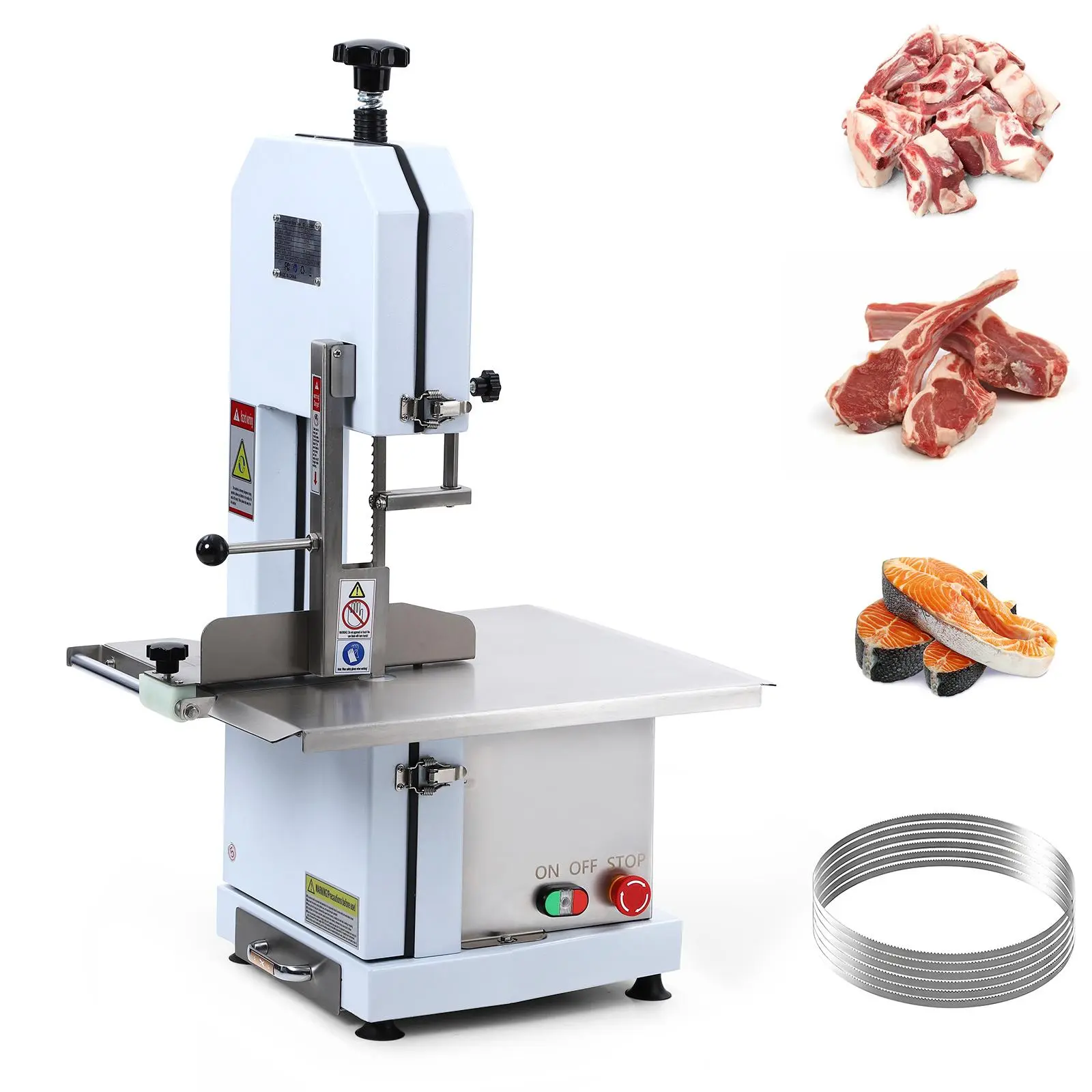 1100W Corded Electric Bone and Meat Saw Machine - 1100w Power Pure Copper Motor, Adjustable Thickness, Low Noise Bandsaw for Kitchen Food Processing