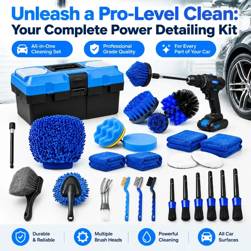 Drill Brush Set, Power Scrubber Cleaning Attachments, Car Detailing Polishing Kit for Auto Cleaning, Power Scrubber Brushes