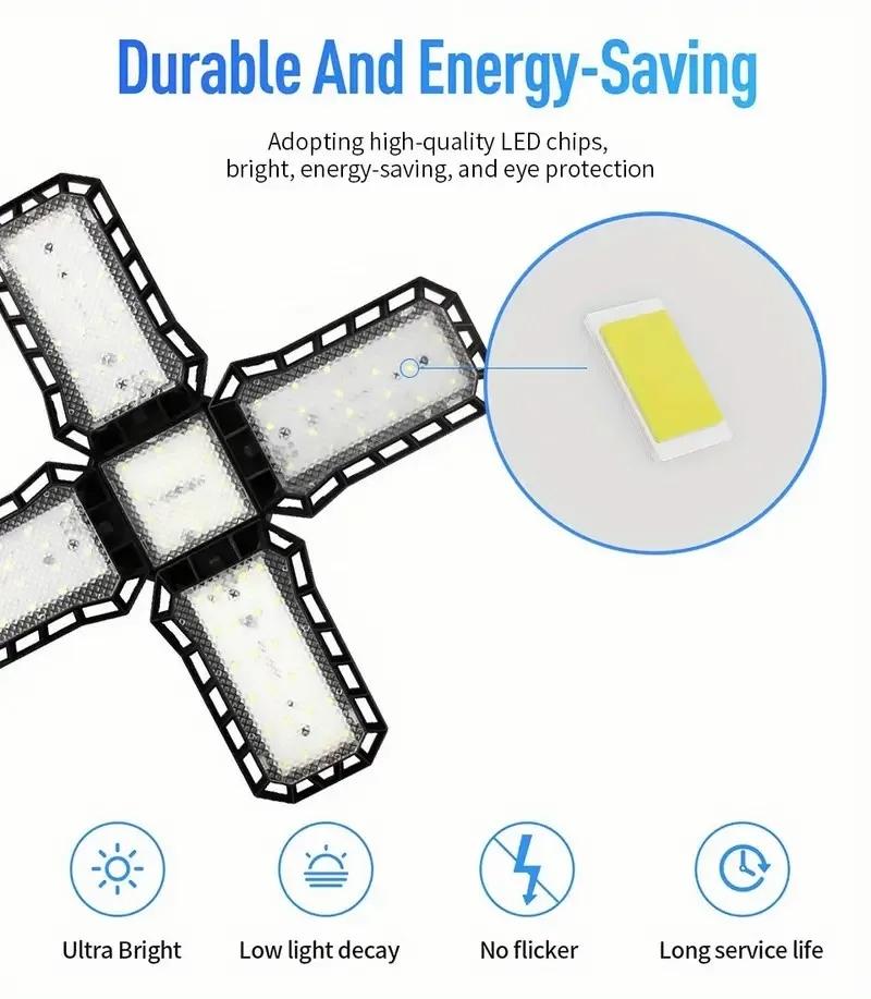 Flexible Panels LED Garage Light E26/e27 Screwed Bulb, Adjustable Lights, Workshop Lighting Bulbs, Industrial Bulbs, Durable & Efficient