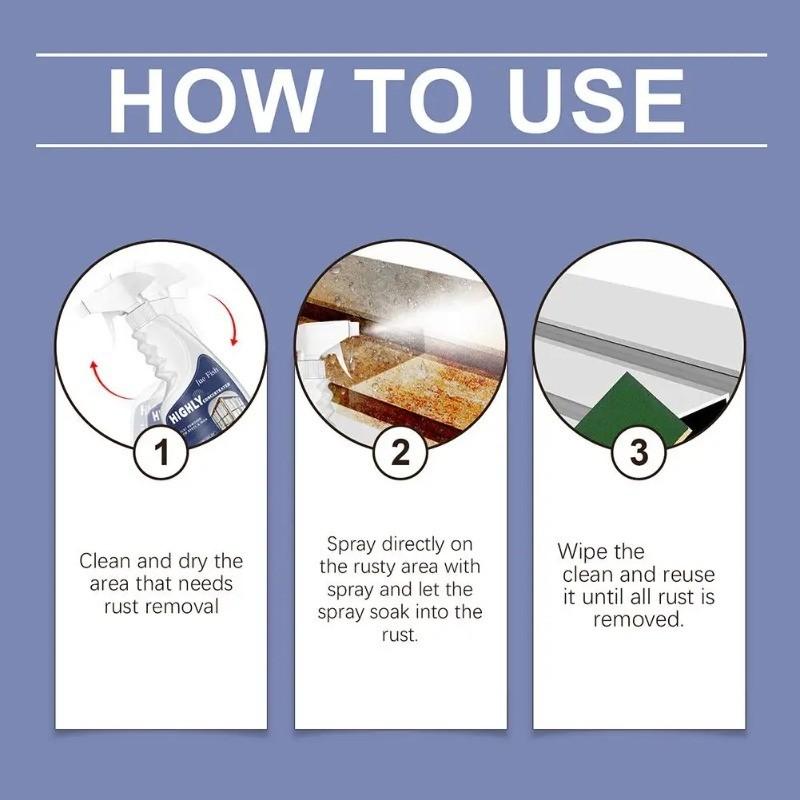 120ml Powerful Rust Remover Spray Fast Acting Rust Dissolver & Anti-Rust Coating for Metal, Car Tools Multi-Surface Cleaner