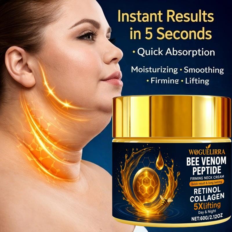 5x Collagen Bee Venom Cream, Moisturizer, Skin Care, Tightens Double Chin and Neck, Rich in Collagen, Retinol, Nicotinamide, Hyaluronic Acid, Suitable for All Skin Types