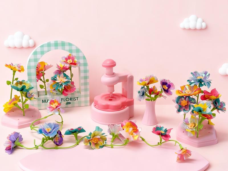 UNITOUR Arts and Crafts for Kids Ages 3-12, DIY Flower Bouquets Toys for Girls, Press Fabric Flower for kids, Craft Kits for Children, Fabric Flower Bouquets Toys, Gift for Birthday..