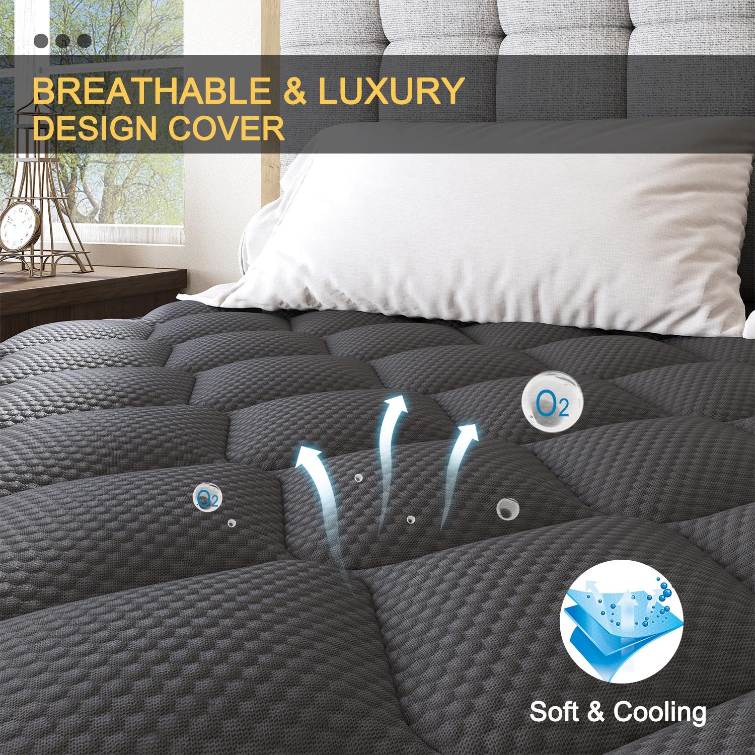 10"12"14" Twin Full Queen King Size Mattress in a Box Hybrid Spring Gel Memory Foam,  Euro Top Medium Firm Ergonomic Mattresses for Motion Isolation, Edge Support, 100 Night Trial