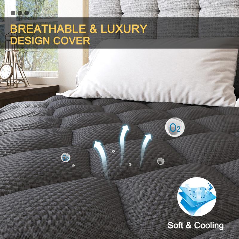 10"12"14" Twin Full Queen King Size Mattress in a Box Hybrid Spring Gel Memory Foam,  Euro Top Medium Firm Ergonomic Mattresses for Motion Isolation, Edge Support, 100 Night Trial