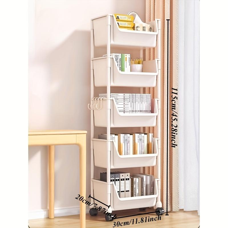 Multifunctional Multi-Layer Plastic Storage Cart with Wheels, Layered Shelf Organizer Bathroom Storage Rack for Bedroom Kitchen Bathroom Living Room