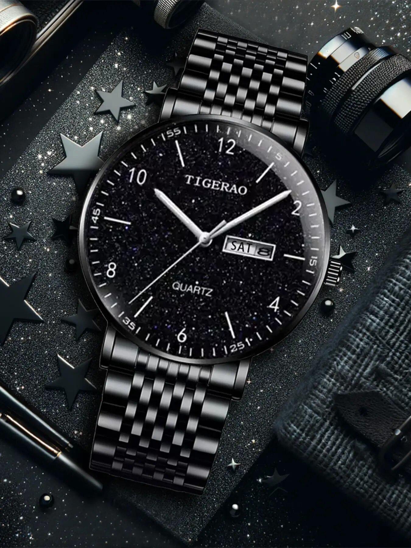 Men's Classic Business Fashion Round Dial Quartz Watch, Luminous Pointer Design Wristwatch for Men, Ideal Holiday Gift for Men, with Box