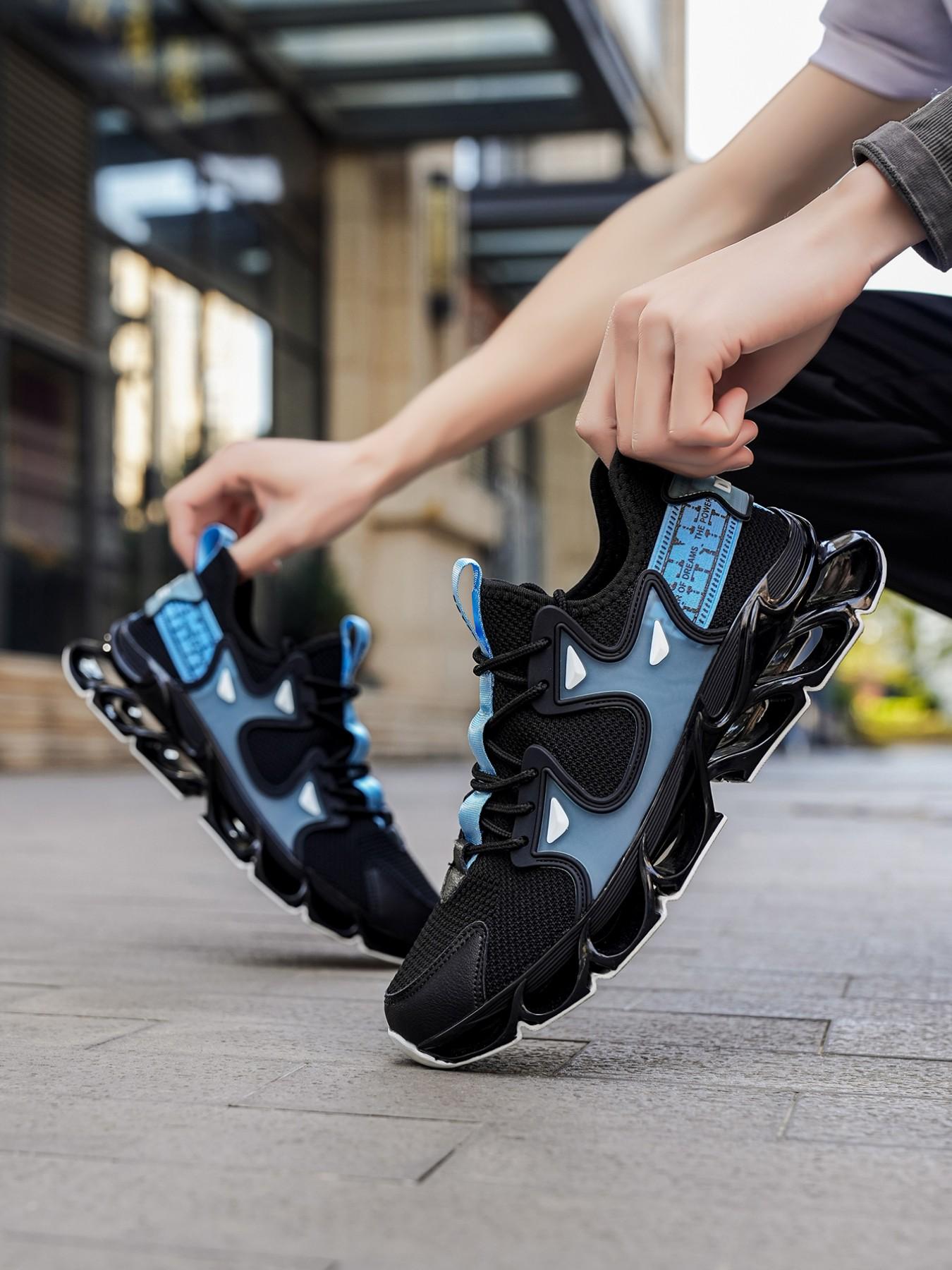 Future Mech Style Dad Shoes, Breathable Mesh Sporty Sneakers, Men's Height-Boosting Shock Absorbing Casual Shoes, Student Streetwear Trendy Shoes