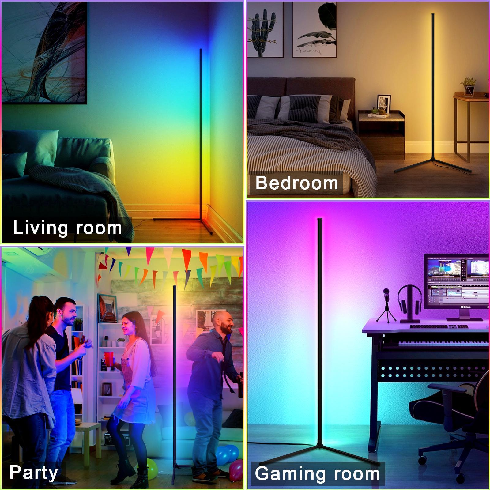 RGB Corner Floor Lamp 16 Million Color Music Sync Changing LED Corner Lamp with Remote & APP Control Smart Modern Floor Lamp RGB Corner Floor Lamp 16 Million Color Music Sync Changing LED Corner Lamp with Remote & APP Control Smart Modern Floor Lamp