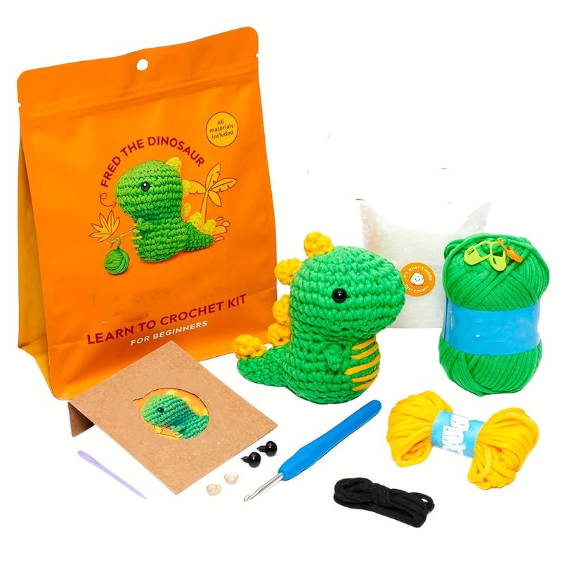 Beginner-Friendly Crochet Kit, DIY Amigurumi Rabbit Dinosaur Penguin Fox Chicken Plush Toys, Complete Tools & Yarn Set, Perfect Craft Gift, Crochet Gifts