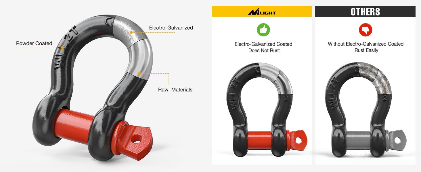 Nilight 4 Pack Small Shackles 1/2" D-Ring Shackle 2 Ton (4409 lbs) Capacity Heavy Duty Off Road Recovery Shackle Kit for Cars and Other Applications for Tie Downs, Black Red Parts Hardware Stainless Steel Rope Chains  dealsforyoudays