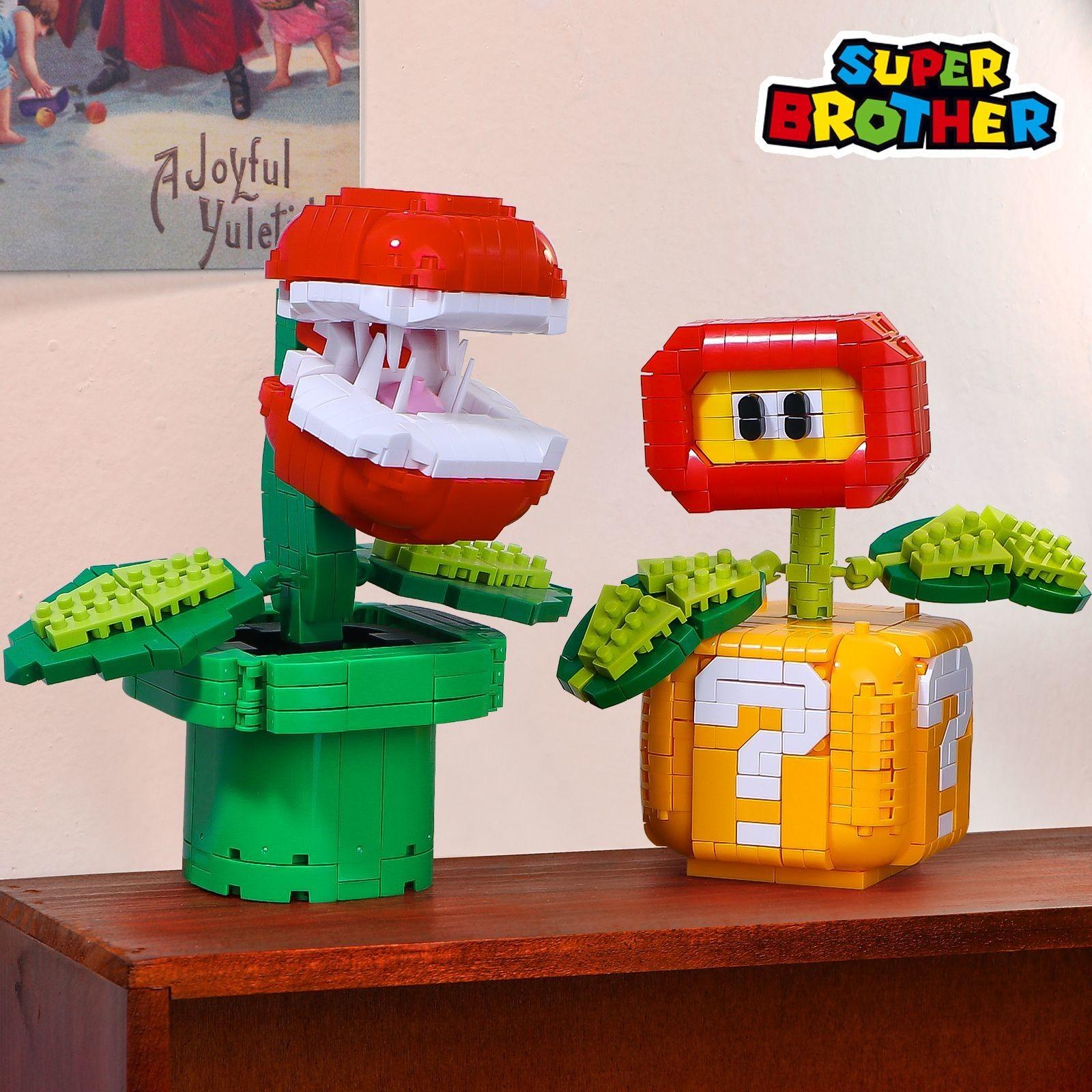 Compatible Lego Mario Carnivorous Plant Flame Flower Building Toy, Creative Model Display Piece, Trendy Play Figure