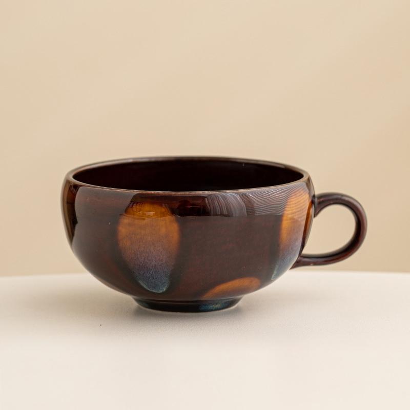 Soup Bowl with Handle, 12oz Coffee Mug, Cozy Mug, Drinking Mug, Ceramic Mug, Cereal Breakfast Cup, Suitable for Milk Desserts, Oatmeal, Microwave Safe, Non-Bone China Material