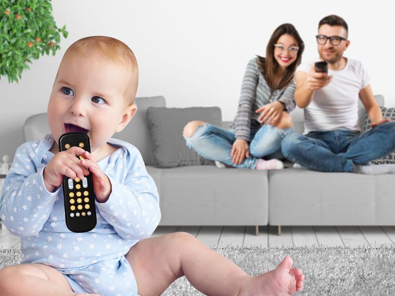 Orzbow Baby Remote Control Toy for 6 Months+ with Music, TV Remote Toy with Realistic Light and Sound - English, French and Spanish for Infant Play Remote Musical Toys, BPA Free, Black