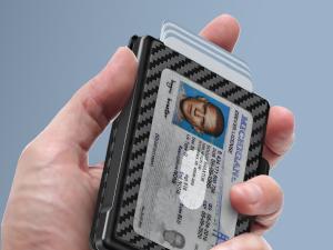umoven Wallet for Men - Pop Up Case, Cash Slot, and Credit Card Slot - Aluminum Wallet with RFID Blocking, Minimalist Leather Wallet Front Pocket with ID Window, Gift Box