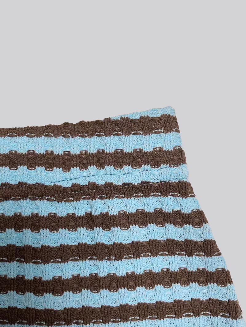 Women's Casual Striped Long Sleeve Top + Shorts Set, 2 Piece, Comfortable and Stylish, Perfect for Daily Wear