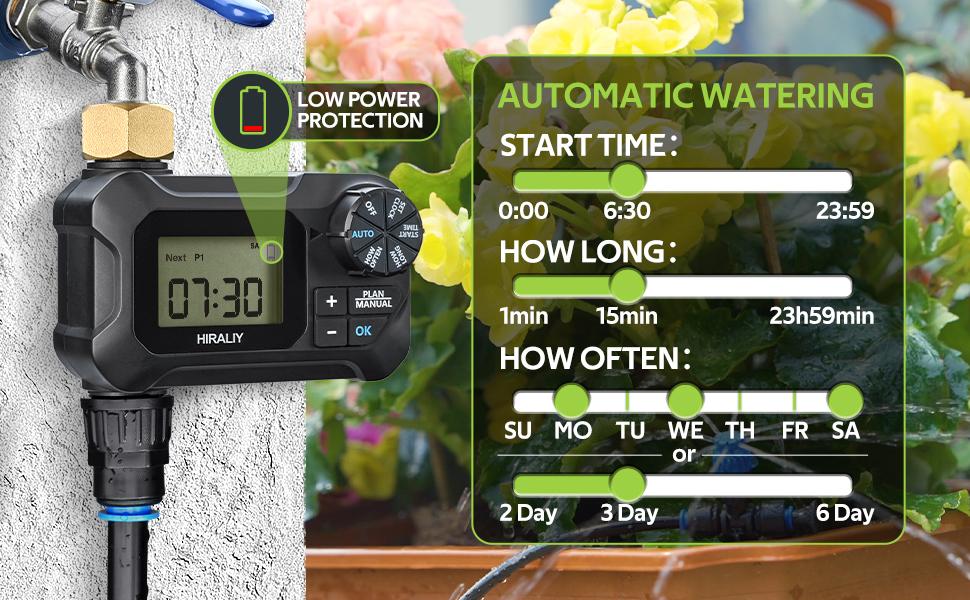 HIRALIY Automatic Drip Irrigation Kits with Water Timer, Quick Connector Garden Watering System with Easy Programmable Hose Timer, Outdoor Watering