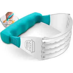 Pastry Cutter Tool - Heavy Duty Stainless Steel Pastry Blender, Comfortable Handle, Dishwasher Safe, Perfect Flaky Pie Crust & Biscuits - Turquoise