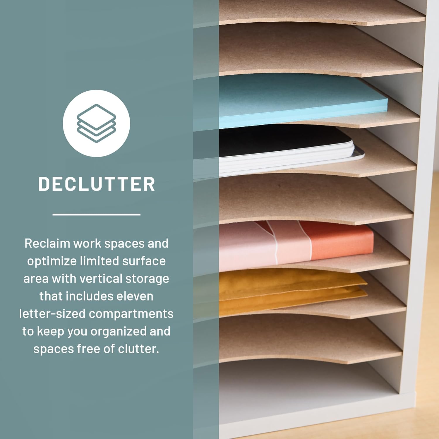 Vertical Desktop Organizer Rack with 11 Slots, Mail Sorting Stand, PVC Paper Classification Shelf, Adjustable Layers, Home Office Storage