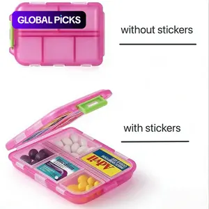 Travel Pill Management Box with 146 Labels, 10 Compartment Small Pill Case, Portable Pocket Wallet Pharmacy, Daily Weekly Vitamin Supplement Holder