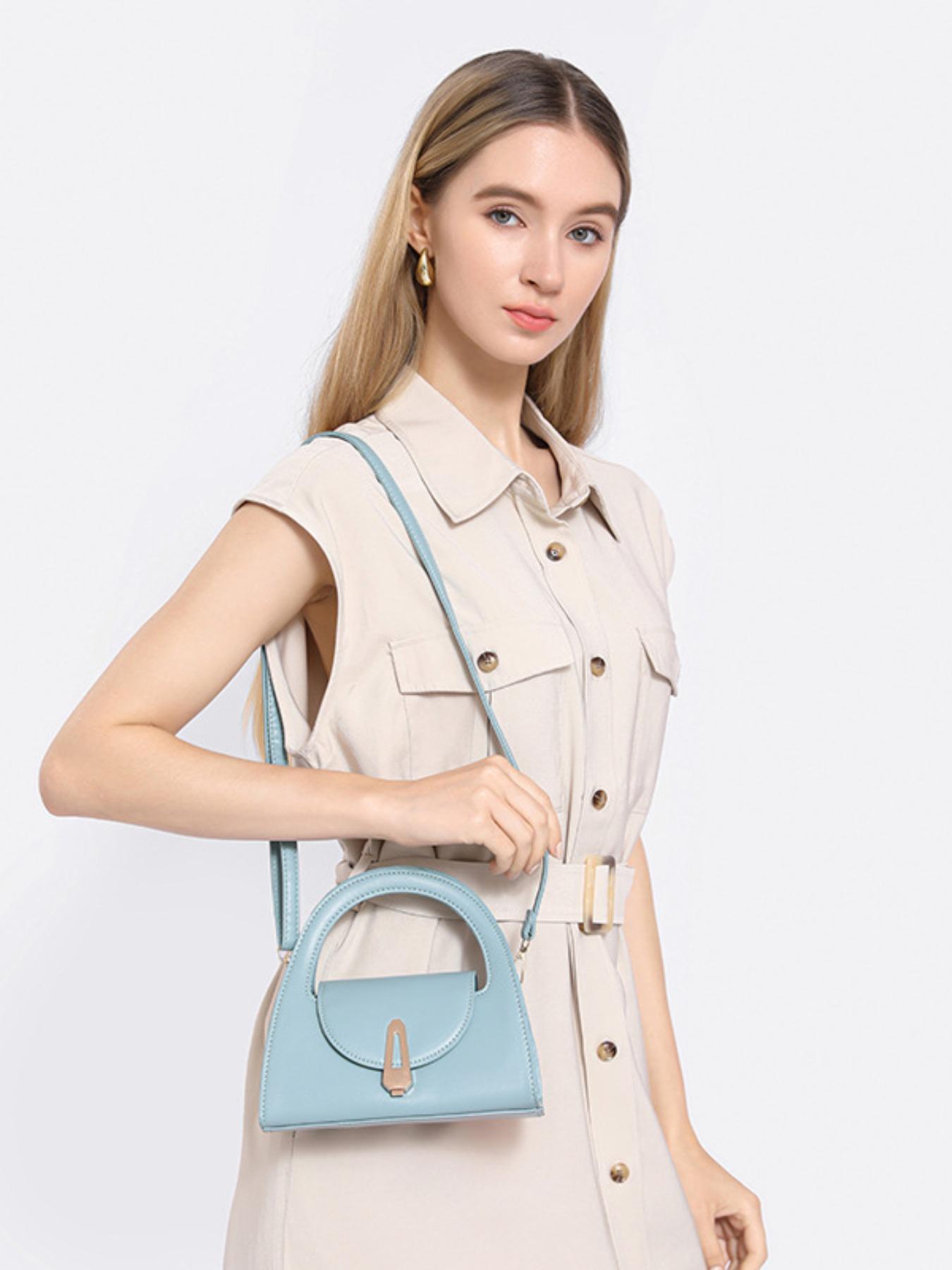 2026 Summer New Half Circle Bag, Solid Color Commuter Retro Lock Buckle Handbag, Trendy Casual Crossbody Bag for Women