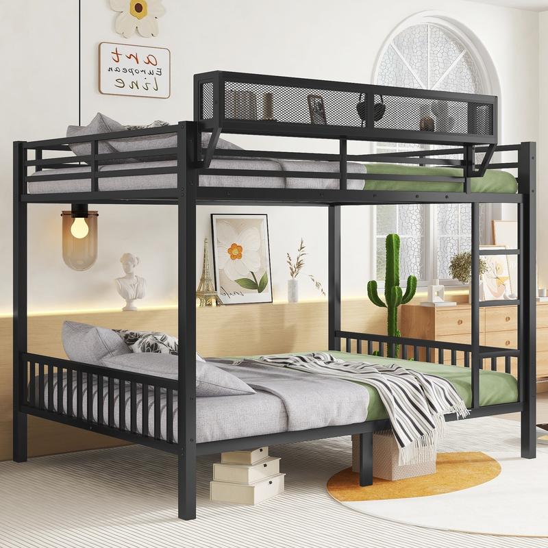 Queen Over Queen Bunk Beds Frame for Adults, Metal Bunk Bed Queen Size with Storage Shelf, Heavy-Duty Bunk Bed Frame with Ladder and Slats Support ,Space-Saving, Noise Reduced, Black Queen Over Queen Bunk Beds Frame for Adults, Metal Bunk Bed Queen Size with Storage Shelf, Heavy-Duty Bunk Bed Frame with Ladder and Slats Support ,Space-Saving, Noise Reduced, Black