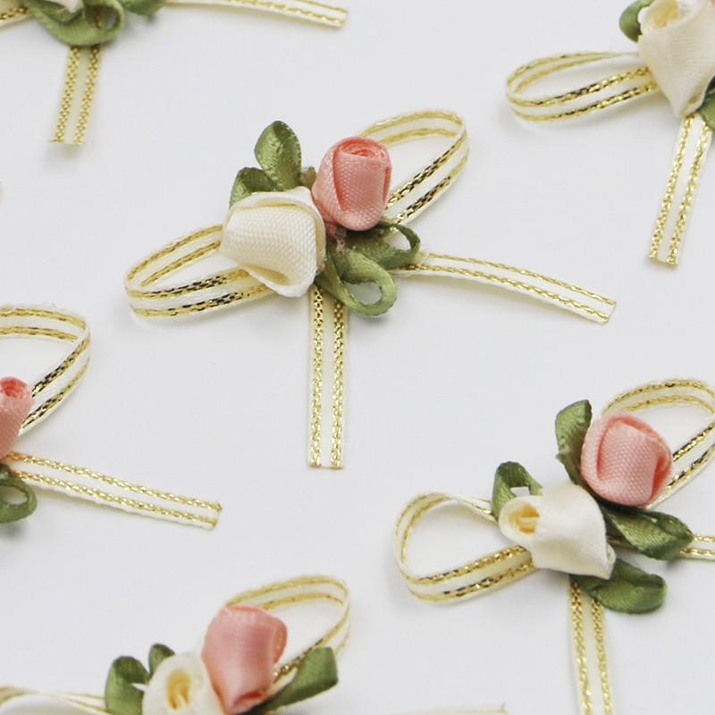 20 Pcs Rose Flower Bows 4.5cm, Mixed Colors, DIY Craft & Gift Wrapping, Wedding, Holiday, Birthday Party, Home Decor