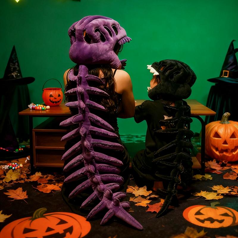 Dinosaur Skeleton Headgear Pillow, 4 Color Options Available, Unisex Cushion, Perfect for Halloween Party Cosplay and Sofa Lounging