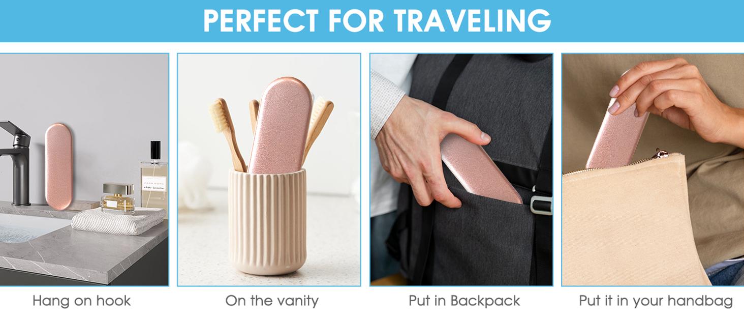 4-Pack Tongue Scraper for Adults and Kids, 100% Stainless Steel Tongue Scraper with Travel Case, 4 Shapes, Perfect for Bad Breath & Oral Hygiene, Easy to Use and Carry, Rose Gold