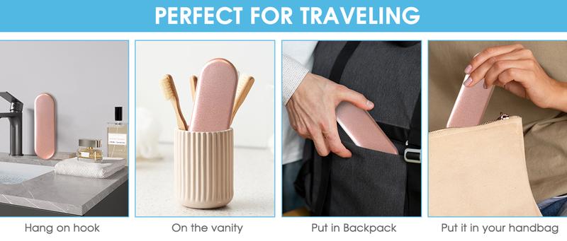 4-Pack Tongue Scraper for Adults and Kids, 100% Stainless Steel Tongue Scraper with Travel Case, 4 Shapes, Perfect for Bad Breath & Oral Hygiene, Easy to Use and Carry, Rose Gold