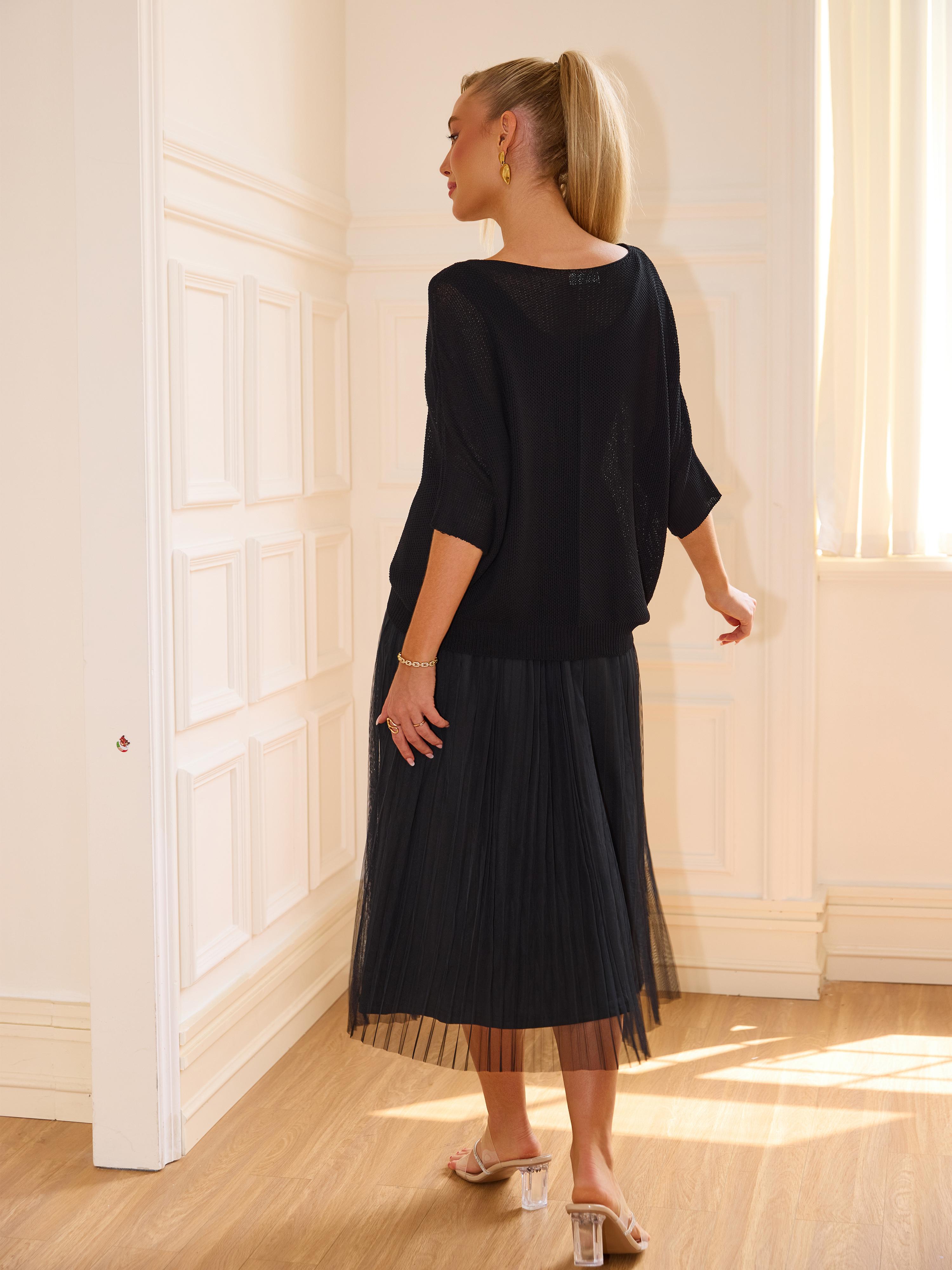 Joyfunear Women's Solid Color Knit Top & Dress Two piece Set Elegant Fashion Casual dress Set for Daily Outdoor Wear women Summer outfit