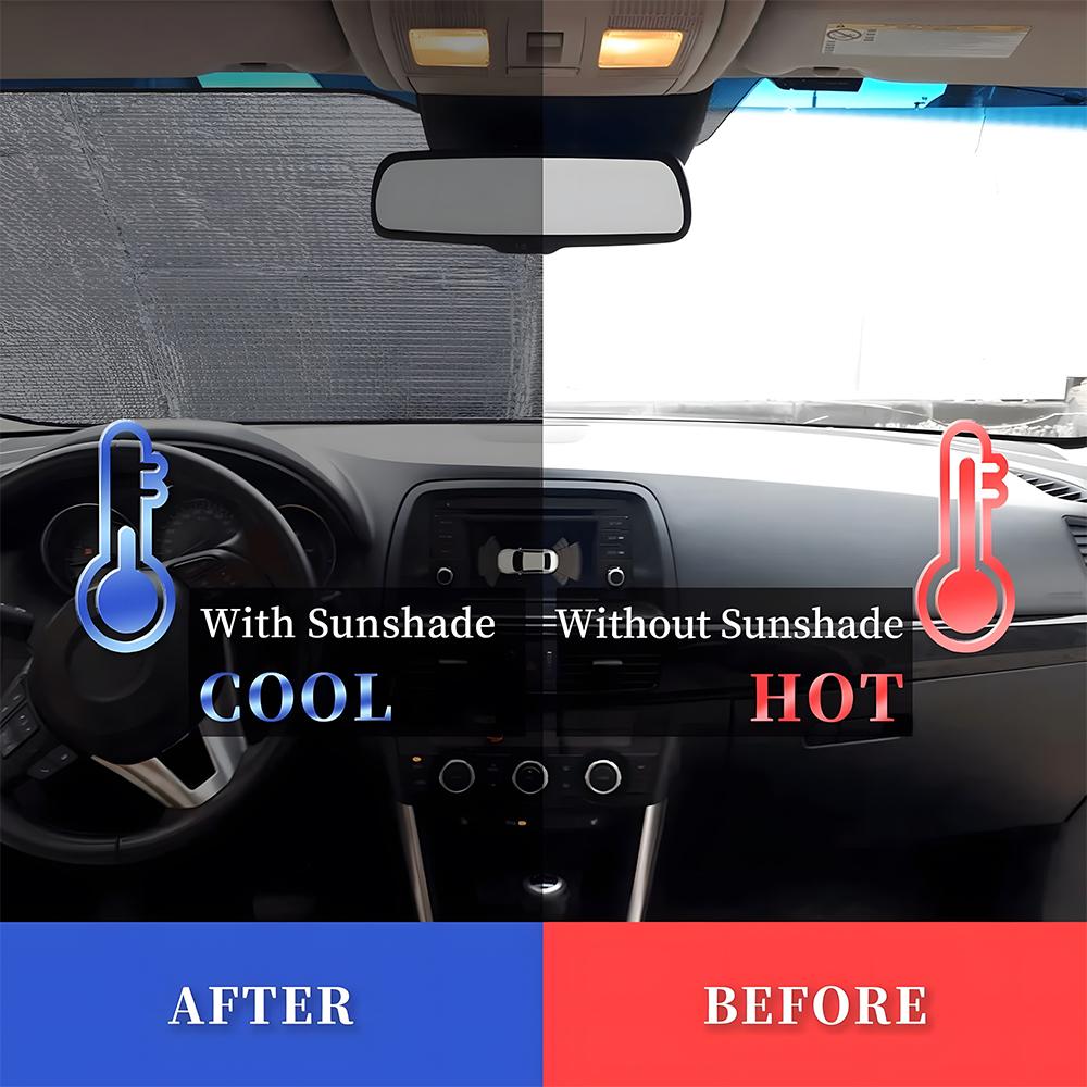 Mechanical Cartoon style Frown Eyes cool Sun Visor Car Windshield Sun Shade UV Block Heat Insulation Reflective Cover Keeps Interior Cool Protects Dashboard Foldable Easy Storage Universal Fit for Car SUV Truck Summer Must-Have