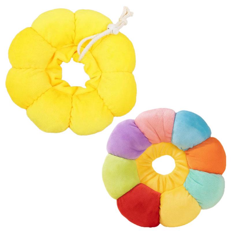 2-Pack Cat Dog Elizabethan Collar, & Colorful Sunflower Anti-Licking Neck Strap, Adjustable Breathable Summer Pet Harness