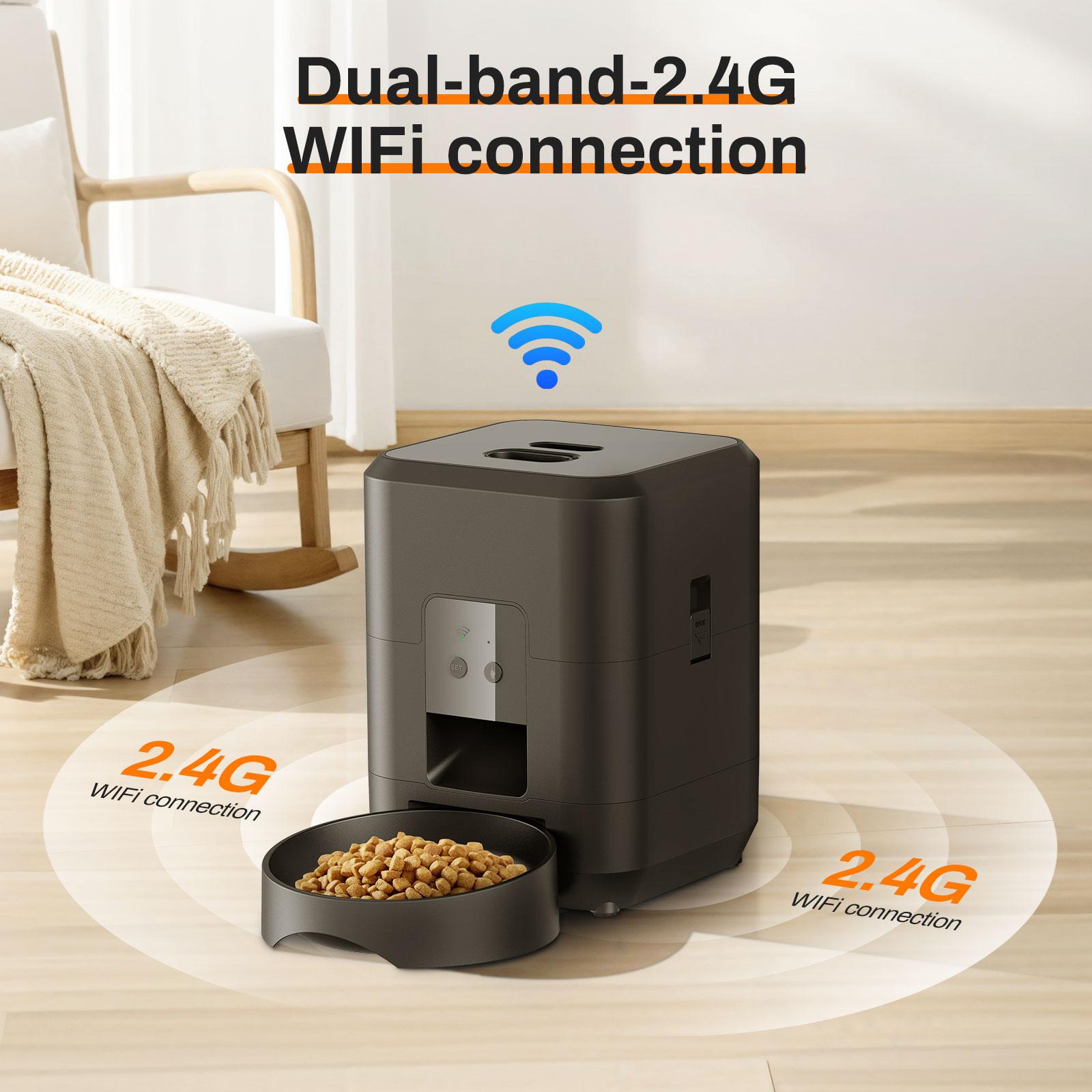 Smart Pet Feeder Machine, Graffiti APP Control Cat Automatic Feeder, Dry Food Dispenser, Suitable for Small Pets, Programmable Pet Feeder