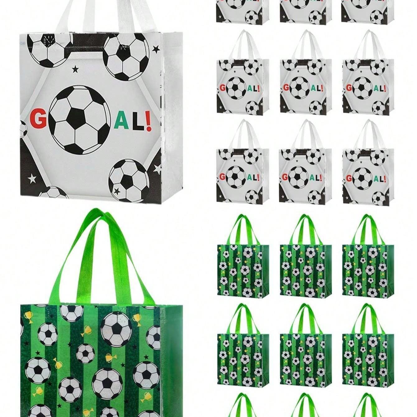 Football Theme Gift Bags, Reusable Non-Woven Candy Snack Bags with Handle, Perfect for Football Team Parties and Birthday Gifts