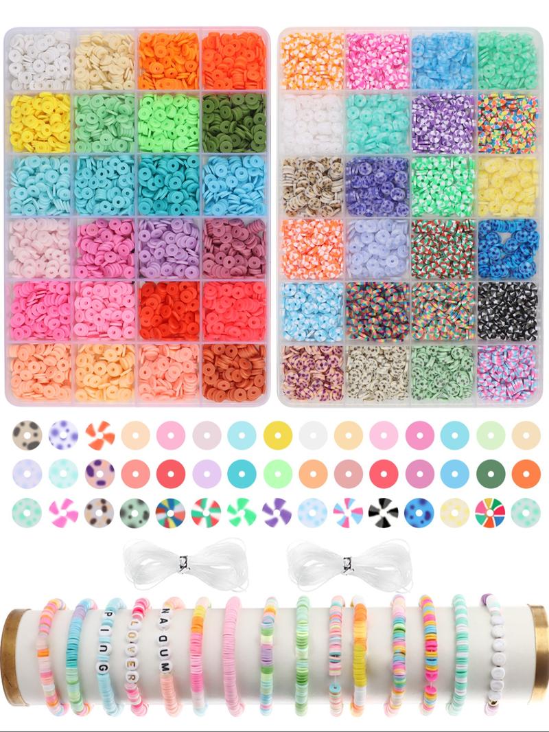4800pcs Soft Clay Beads Bracelet Making Kit, Friendship Bracelet Set, Flat Beads for Jewelry DIY, Necklace Handmade Gift, Bead Assortment