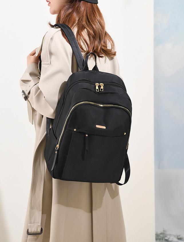 Unisex Plain Large Capacity Backpack for Women, Water-Resistant Oxford Cloth School Backpack, Multi-Pockets, Adjustable Padded Straps, Lightweight Durable All-Match Daypack for Travel & Outdoor Activities