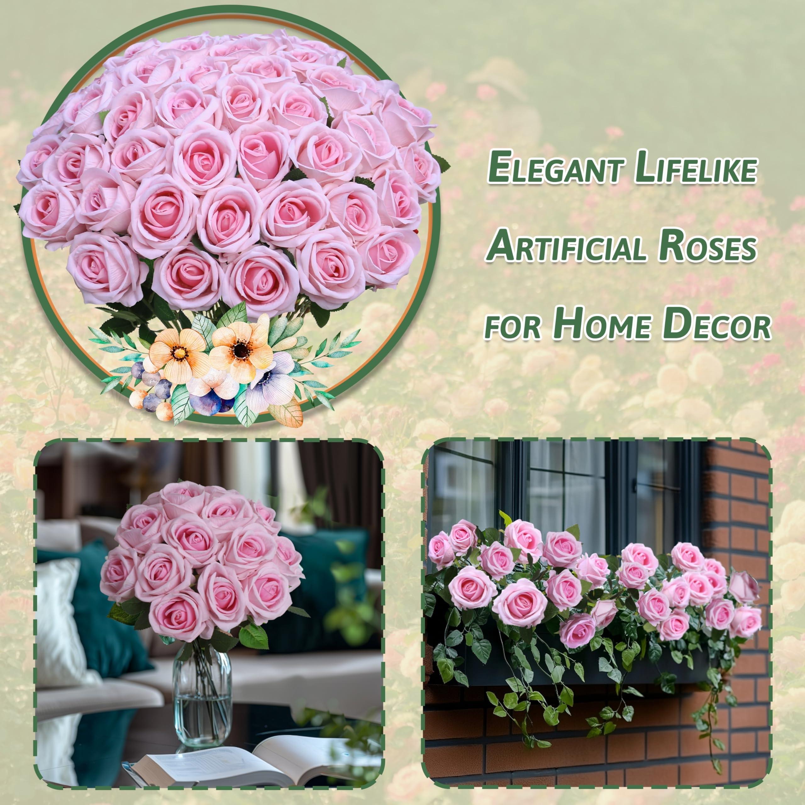 30pcs Realistic Long Stem Rose Bouquet, Perfect for Home Decor, Weddings, Anniversaries, Graduation, Mother's Day, Party Arrangements