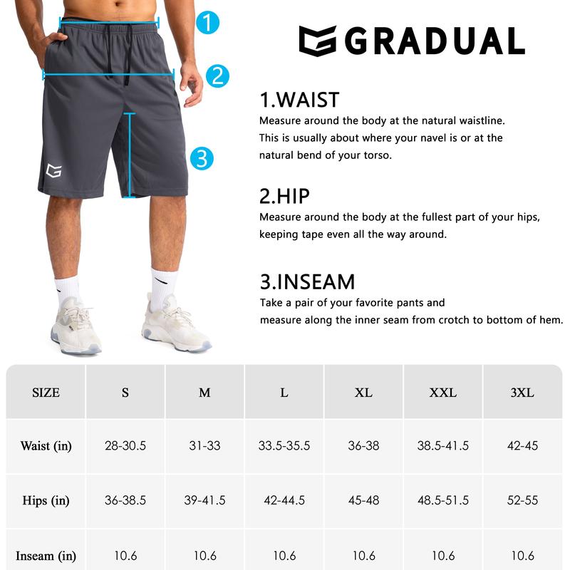 G Gradual Men's Basketball Shorts with Zipper Pockets Lightweight Quick Dry 11" Long Workout Shorts for Men Athletic Gym G Gradual Men's Basketball Shorts with Zipper Pockets Lightweight Quick Dry 11" Long Workout Shorts for Men Athletic Gym