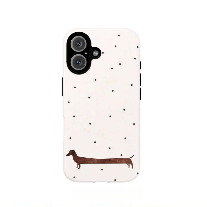 Cute Dachshund and Polka Dot Pattern Phone Case — Compatible with Samsung S26/S25/S24/S23/S22/S21, iPhone 17/16/15/14/13/12/11 phone cases. Drop-Resistant, Non-Slip, and Fade-Resistant.The Perfect Gift for Dog Lovers.