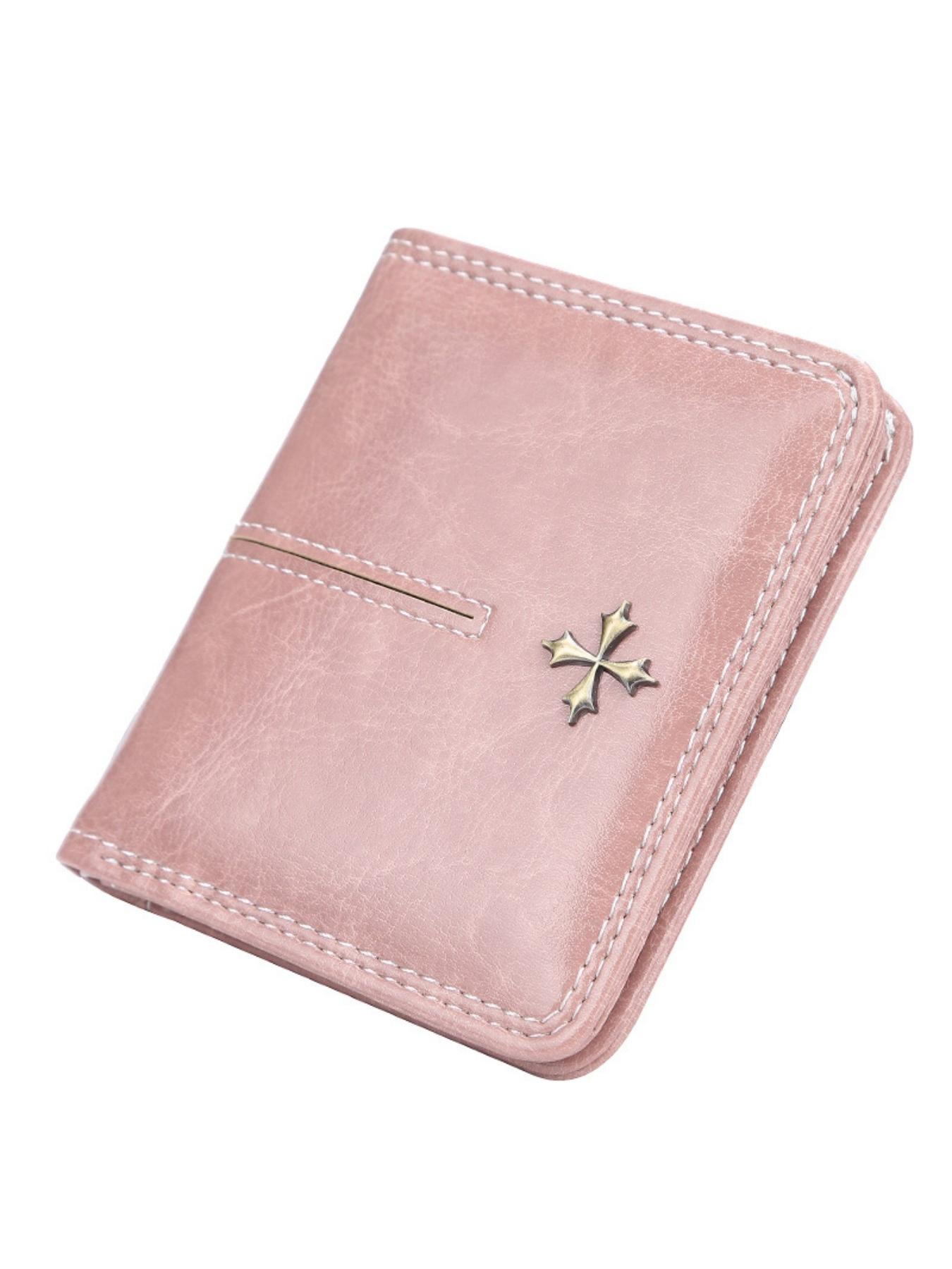 Women's Short Vertical Wallet, Vintage Fashion Style, Multiple Card Slots with Zipper Coin Pocket, Casual Daily Use Commuter Purse