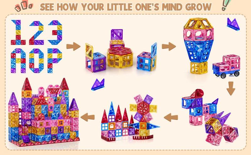 STEM Magnetic Building Tiles Set with Car Educational Construction Toy Gift for Christmas Birthday or New Year Magnet Play Creative Girl Gift Halloween STEM Magnetic Building Tiles Set with Car Educational Construction Toy Gift for Christmas Birthday or New Year Magnet Play Creative Girl Gift Halloween