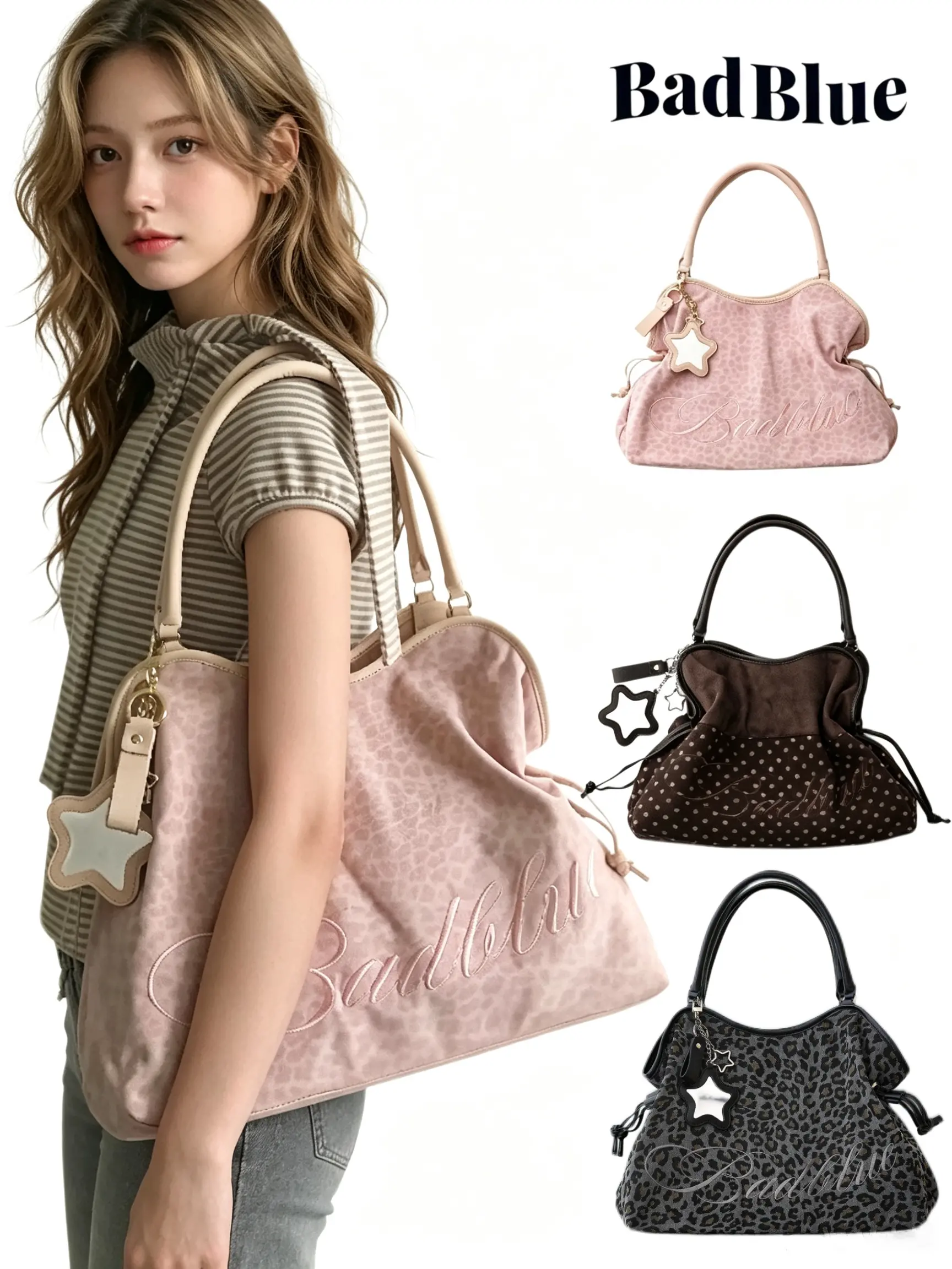 Badblue 2026 New Y2K Leopard Print Embroidered Handbag, Dual Purpose Shoulder and Crossbody Bag, Casual All Seasons Style
