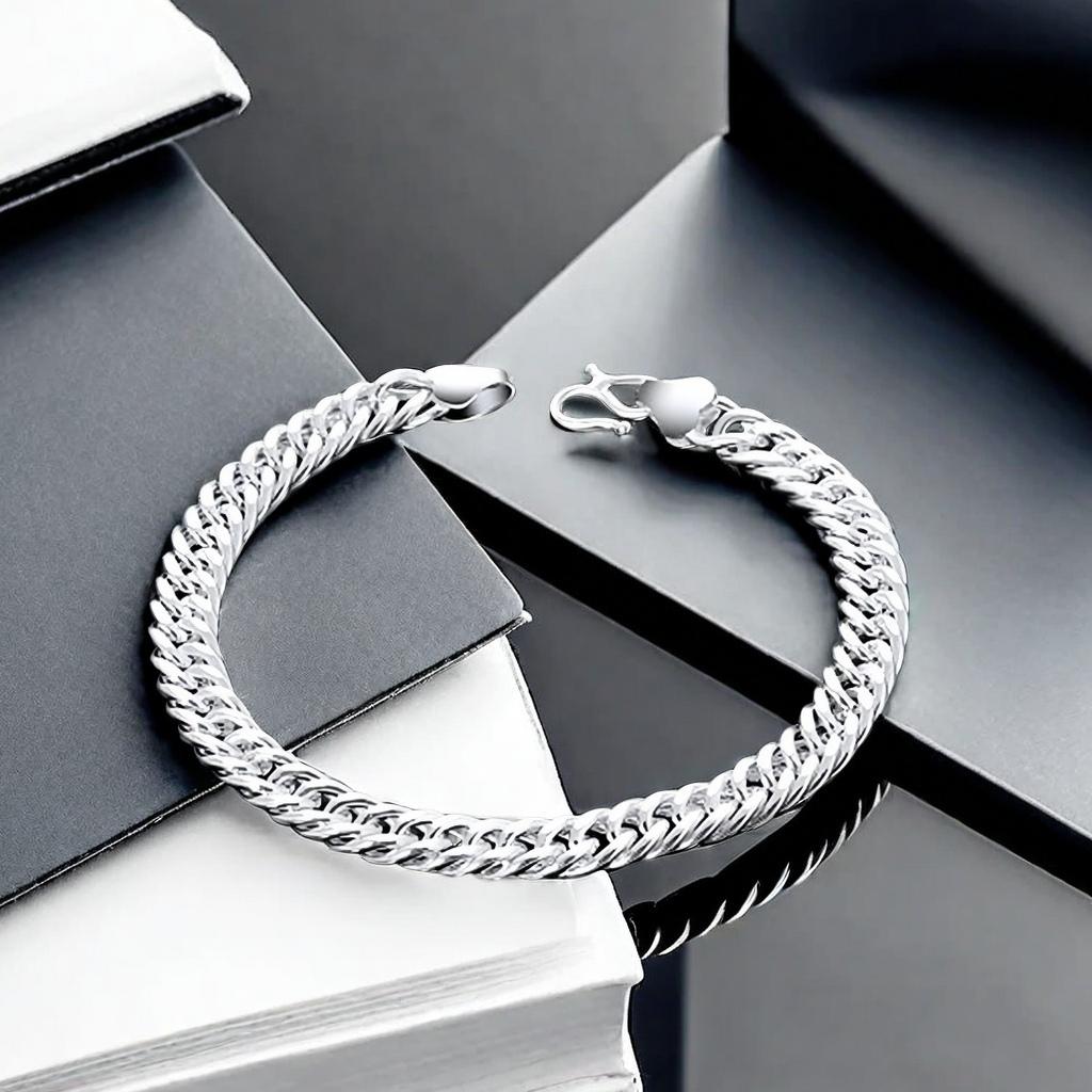 Full Silver s999 Bracelet Sterling Silver bracelet Men's bracelet can be opened to wear for boyfriend's birthday holiday gift Silver 37g / 1.3oz