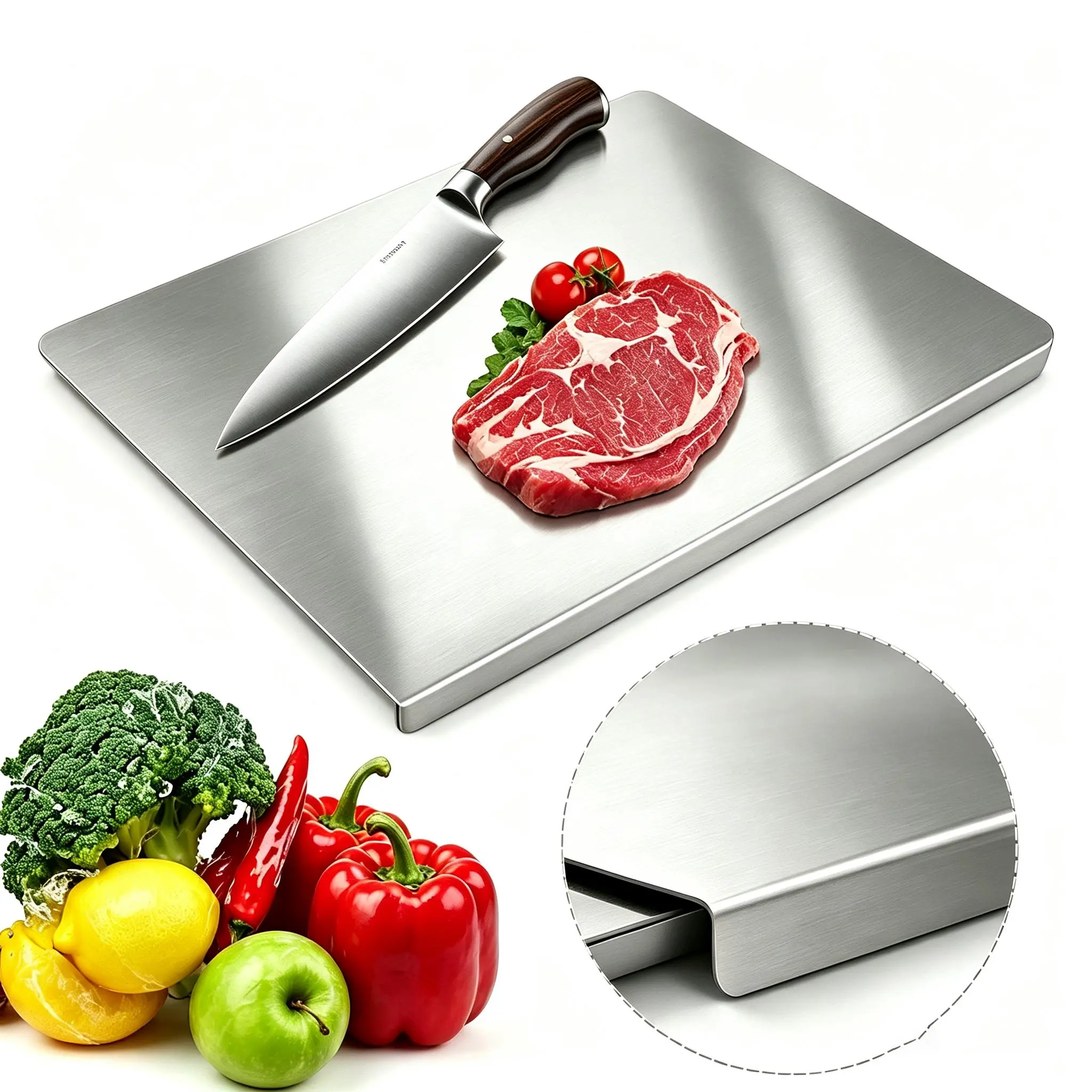 Stainless Steel Chopping Board, Non-slip Kitchen Chopping Board, Kitchen Cutting Board, Kitchen Accessories, Household Kitchen Gadgets Back to school,home essentials