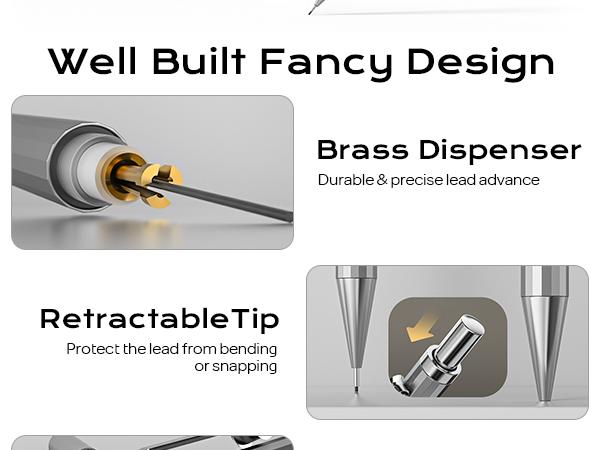 Nicpro 8 Pack 0.5mm & 0.7mm Metal Mechanical Pencil Set, Lead Drafting Pencil for Artist Writing, Sketching, Drawing with 8 Tubes HB Lead Refills, 3PACK 4B Eraser, 9PACK Eraser Refills - With Case