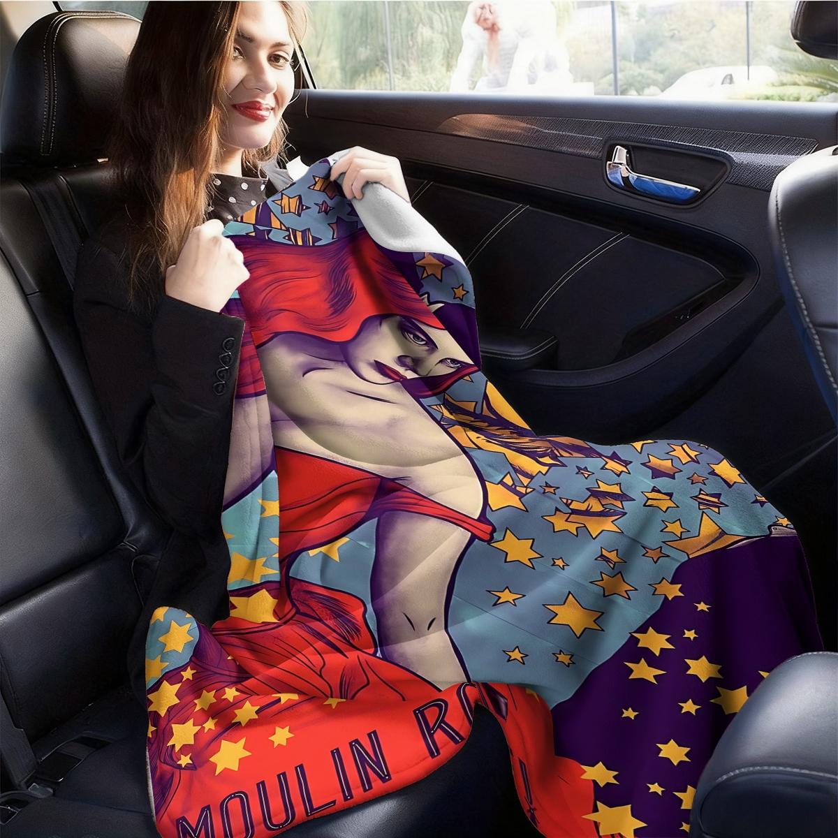 Moulin Rouge brainstorm  flannel blanket, exclusive gift for home, office, camping travel, personalized pattern design, modern style, soft texture