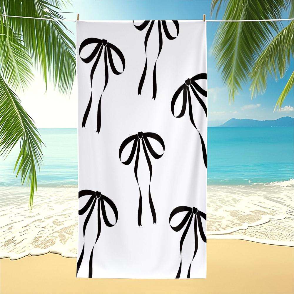 Bow Series Cute Romantic Sweet Sand Free Beach Towel, for Beach, SPA, Hot Spring, Pool, Picnic, Camping, Gym and Yoga, Absorbent, Fast Drying, Lightweight and Portable, Housewarming Birthday Valentine's Day Christmas Gift