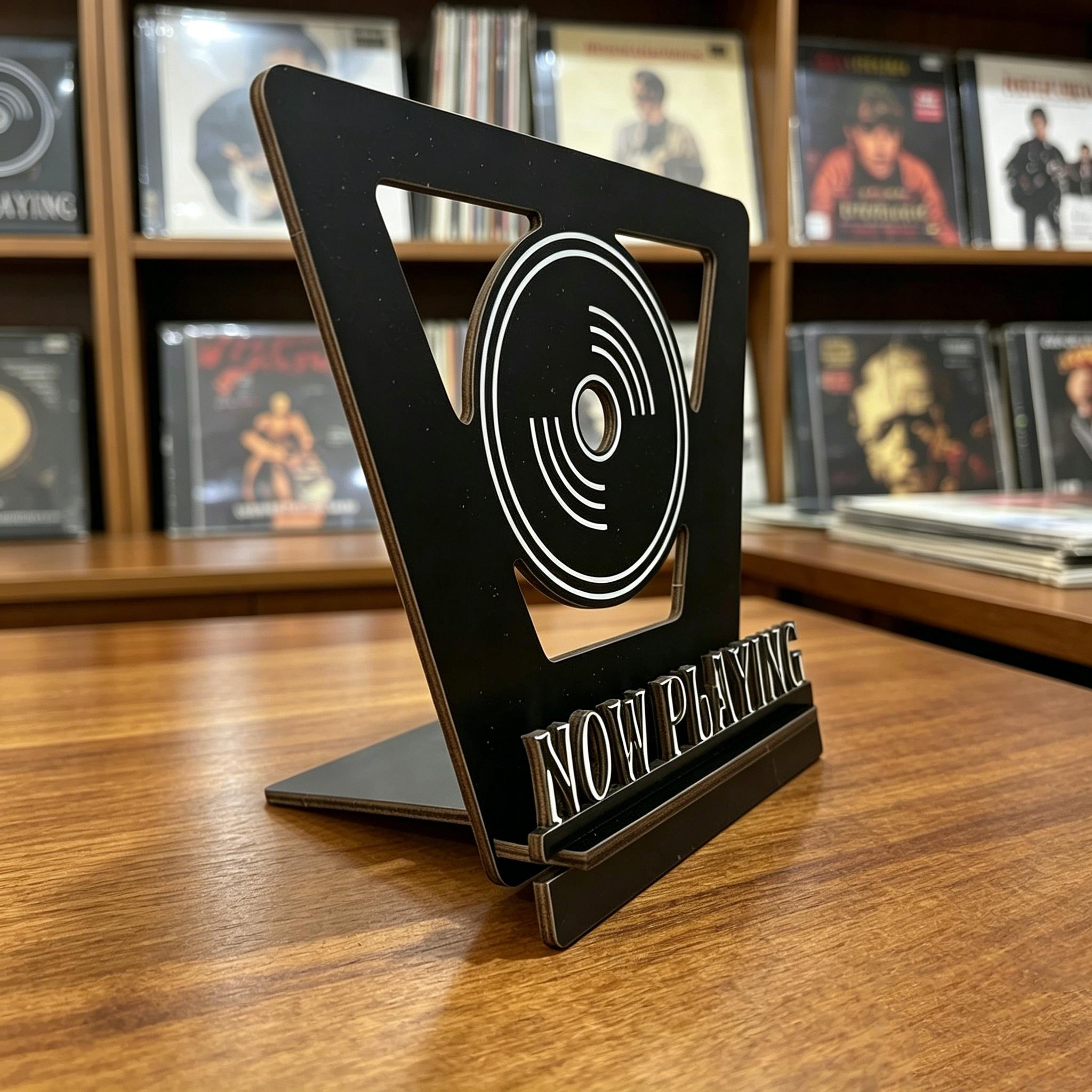 Wooden Vinyl Record Rack, Cool Design Holds 5-7 Covers, Display Lps CD DVD, Ideal Gift, Stylish Storage Solution