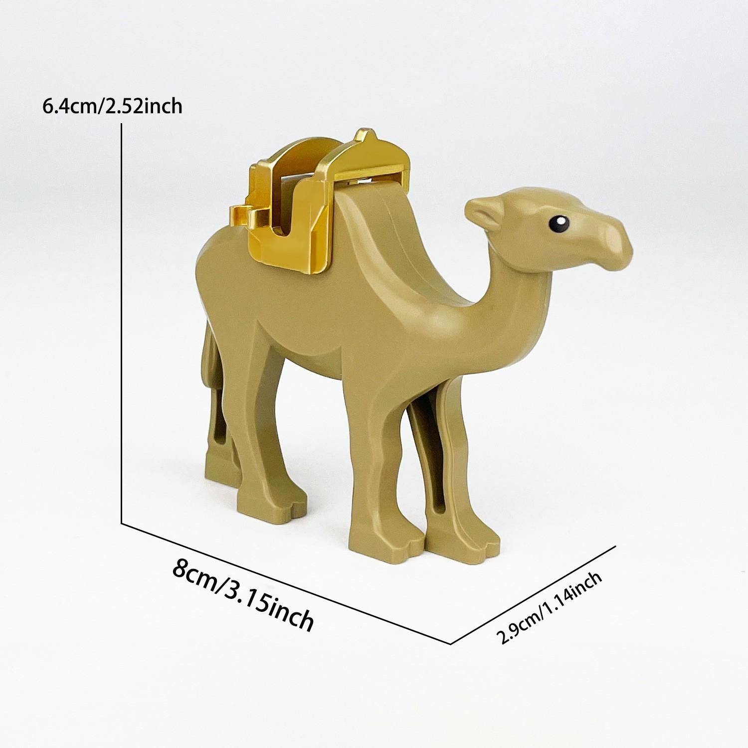 TOOUEE 3 Pack Plastic Camel Animal Figures, Desert Safari Decor Accessories Building Blocks Set Compatible with Major Brands, Birthday Christmas Gift for Friends Family Home Office Party Supplies